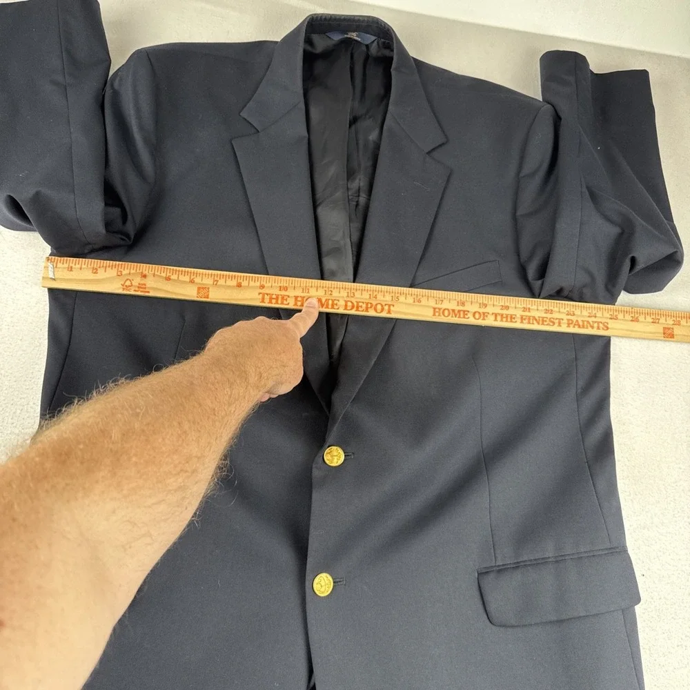 Brooks Brothers Mens Black Wool Blazer 50L Gold Buttons Classic business office